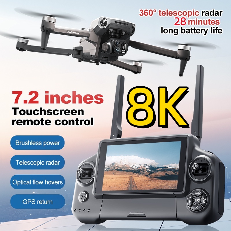 8K 3軸ジンバルブラシレス7.2インチタッチスクリーンFP - Fpv Drone Camera のレビューと価格